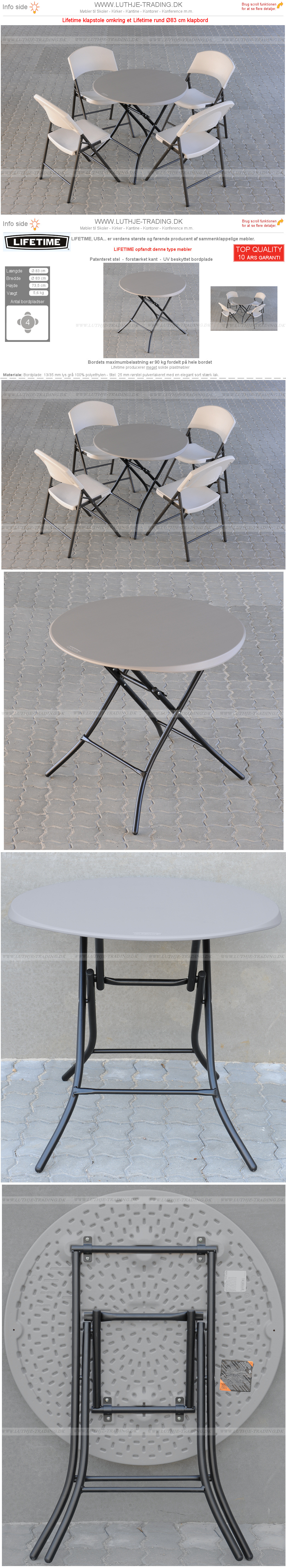 Plaststole med rund Ø83 cm bord