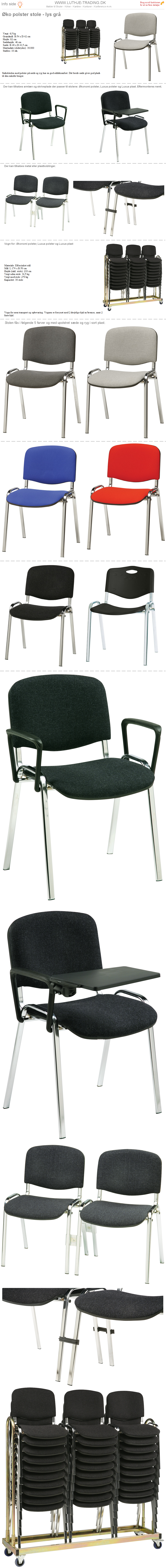 Plaststole Øko polster lys grå