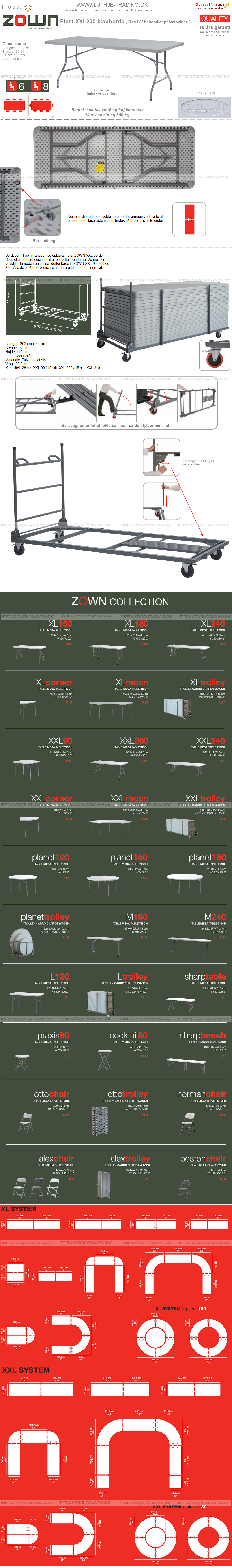 XXL200 billige plastborde 200x91 cm